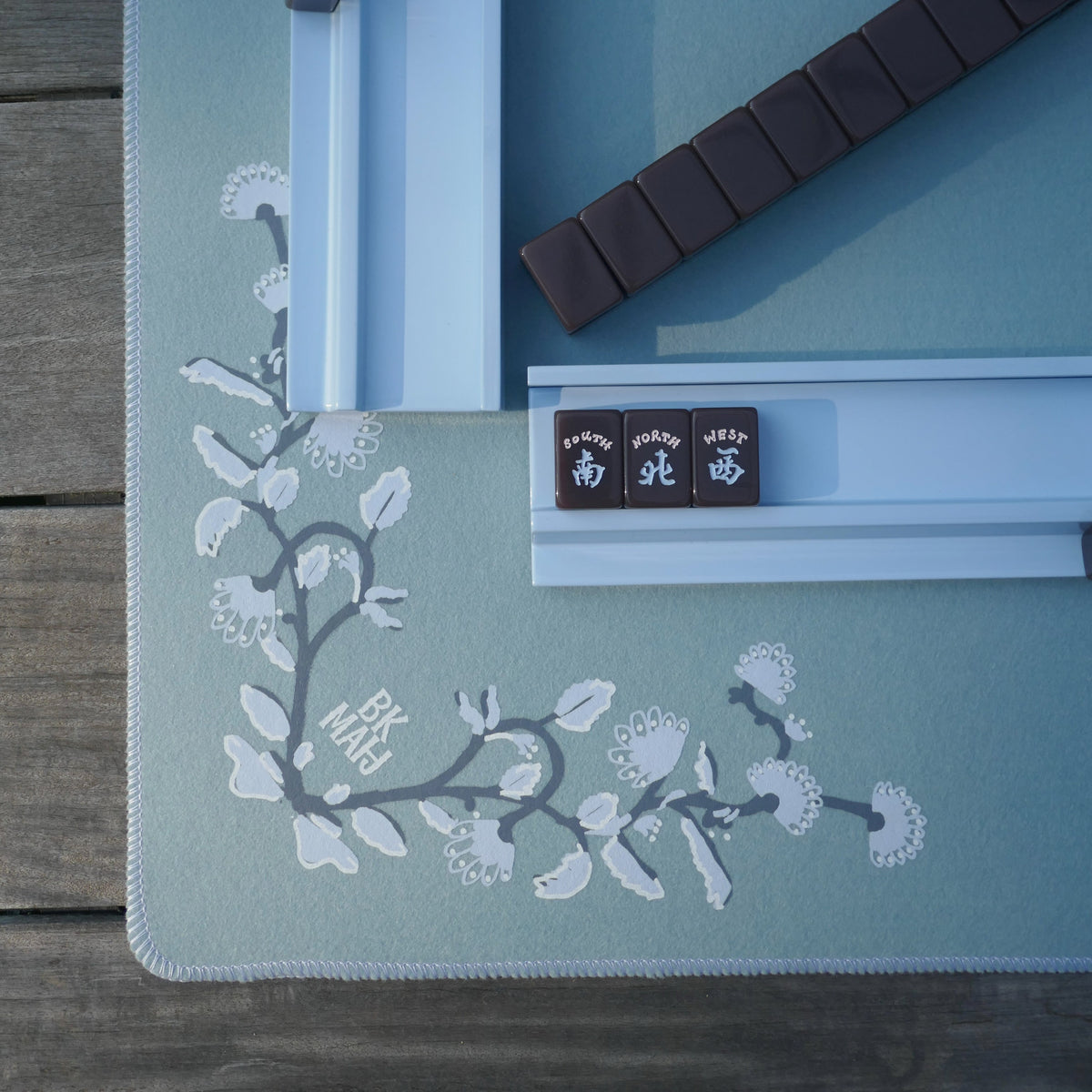 French Blue Felt Mahjong Mat