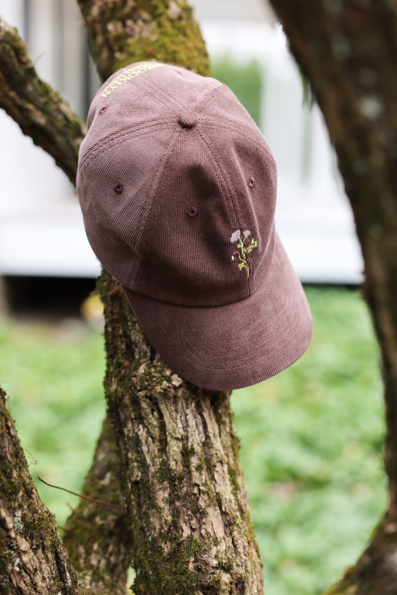 Flower Brown Corduroy Baseball Cap