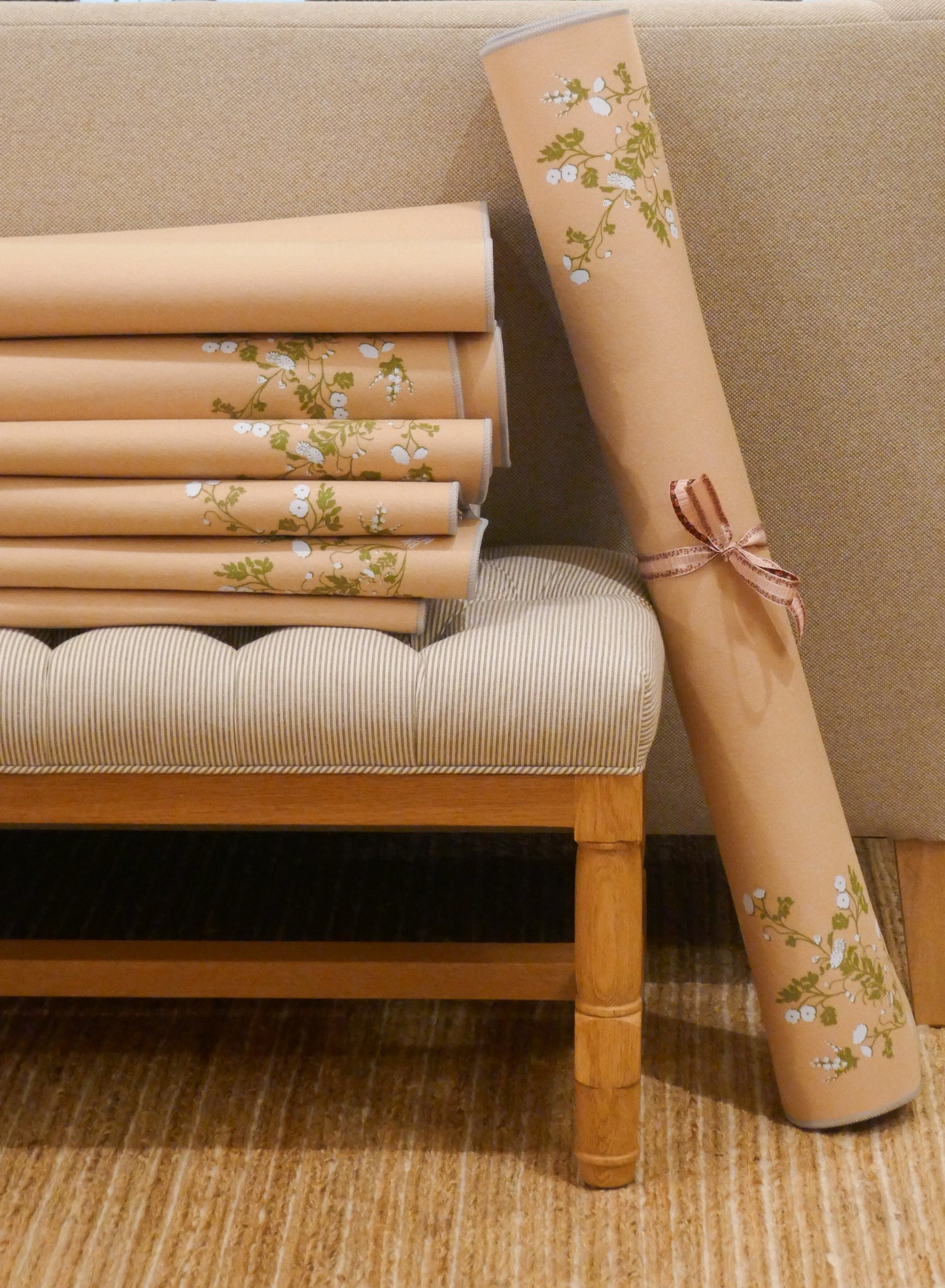 Camel Floral Felt Mahjong Mat
