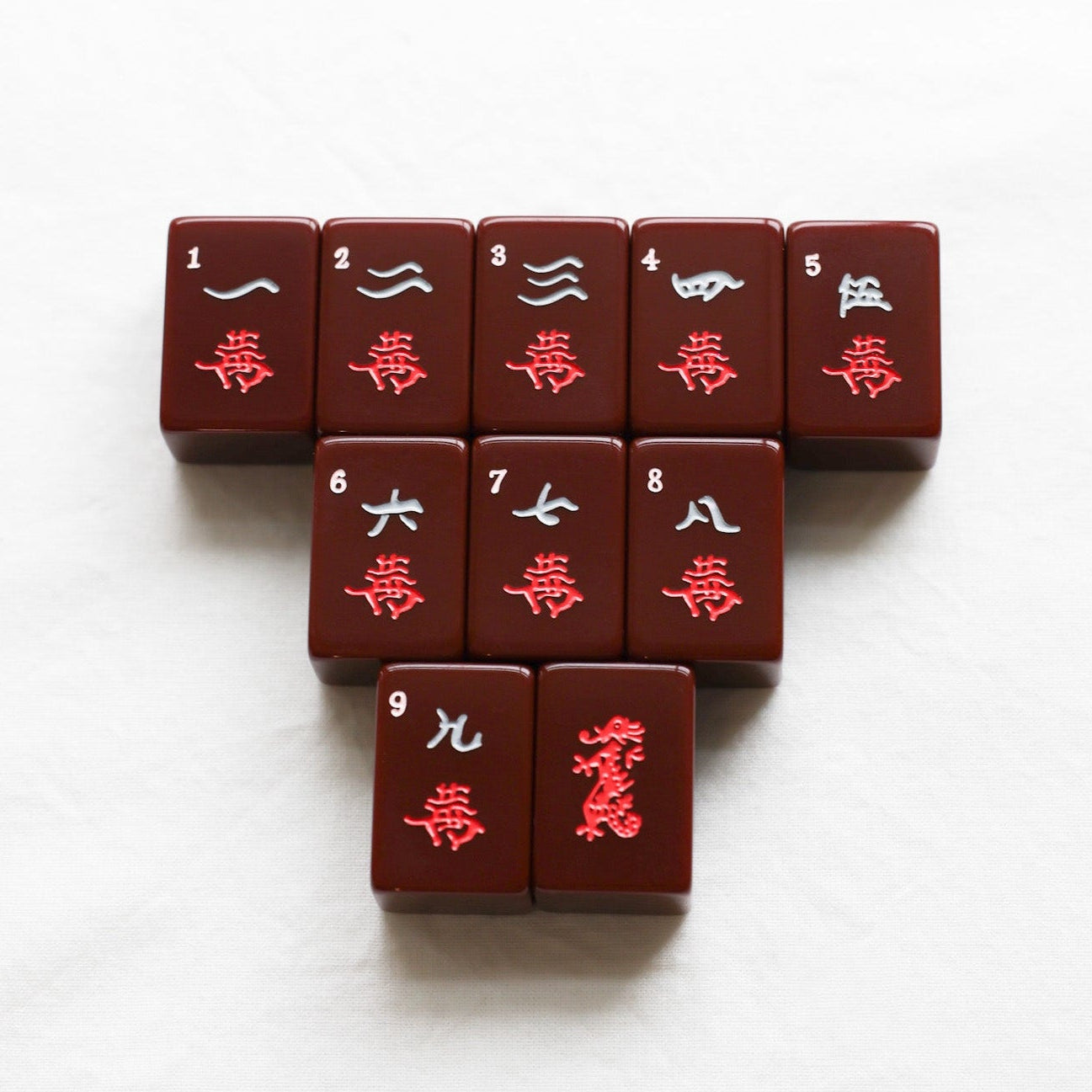 Ten Glossy, Dark Brown Remsen Mahjong Tiles