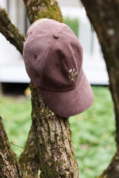 Flower Brown Corduroy Baseball Cap